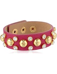 Juicy Couture Cashmere Rose Thin Studded Leather Cuff Bracelet, 8"