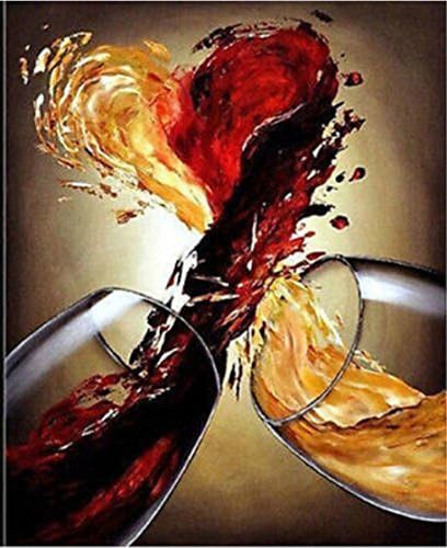 DAPHYN ART® 100% Hand-painted Wine and Cups Abstract Modern Canvas Wall Art for Home Decor Abstract Canvas Art 24 by 36 inch