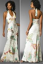 Luxus Abendkleid, Abiball, Seidenkleid im Butterfly Design, Farbe wei&szlig;