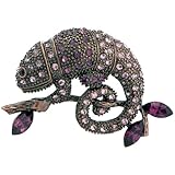 Vintage Style Amethyst Chameleon Reptile Austrian Crystal Purple Animal Pin Brooch