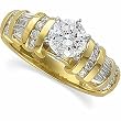 14K Yellow Gold Diamond Engagement Ring Semimount - 0.75 Ct. - CENTER STONE NOT INCLUDED