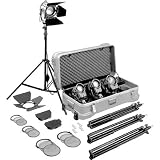 Arri 300 / 650 Tungsten Fresnel Lighting Kit with 4 Fresnels, Bulbs and Accessories, 1,900 Watts, 120 Volts AC.