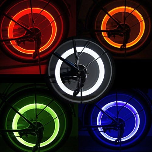 AOLSZ Colorful 4pcs LED Valve Cap Light Stem Lamp Head Tyre Light Flash Tire Wheel Light for Bike Bicycle Automotive Red Green Blue Yellow White