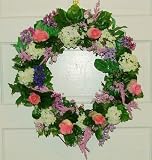 Lavender and White Hyacinths with Pink Roses Decorative Wreath