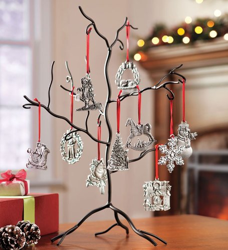 Pewter Decorative Ornament Display Tree, 12