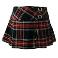 Micro Mini Kilt Rock Punk Goth - Schwarz/Rot - L�nge 33 cm