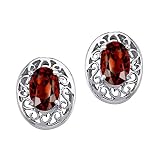 1.00 cttw Genuine Oval Garnet Earrings - 14kt White or Yellow Gold