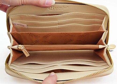 Brangio Italy Womens Fashion Textured Faux Leather Zip-Close Wallet - Ivory