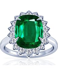 18K White Gold Cushion Cut Emerald Ring With Sidestones (GIA Certificate)