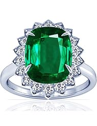 Platinum Cushion Cut Emerald Ring With Sidestones (GIA Certificate)