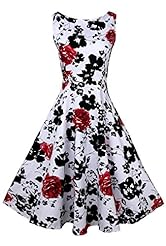 Spring Floral Print Cocktail Cotton/Polyester Vintage Party Dress 