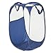 MaidMAX Pop-up Laundry Hamper, 2-Pack Foldable Mesh Sorter Bag Basket with Reinforced Carry Handles, Blue