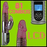 81 Combos Waterproof LCD Control Pearl Rabbit Vibrator Pink