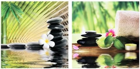 Spa Treatment and Spa Concept Zen Basalt Stones. Decorative Art Print Posters by Anna Subotina and Vitaly Krivosheev. Set of 2 (12 x 12)
