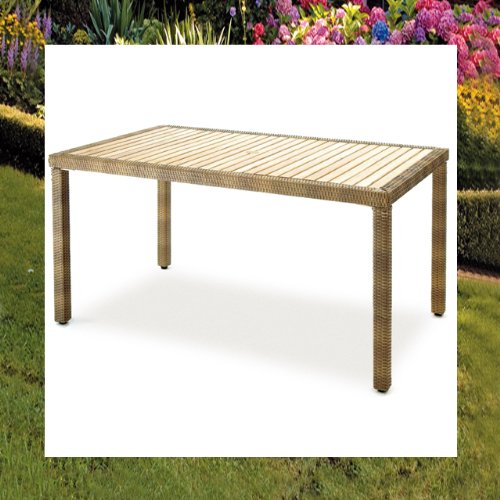 Gartentisch Teak mit Rattan Belardo Gartenmöbel Teak Teaktisch 150×90