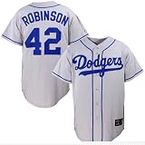 Majestic Brooklyn Dodgers #42 Jackie Robinson Grey Throwback Replica Jersey