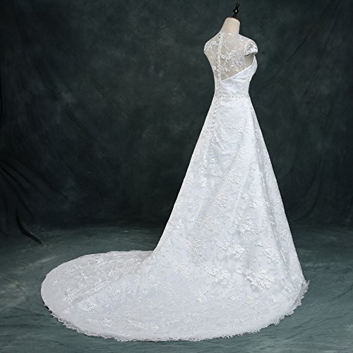 Vintage Lace Country Wedding Dresses Cap Sleeve Sheer Boho A line