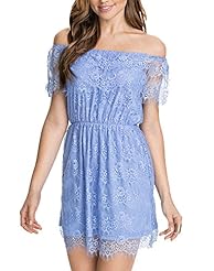 Lace Off the Shoulder Short Sleeves Polyester/Spandex Mini Dress 