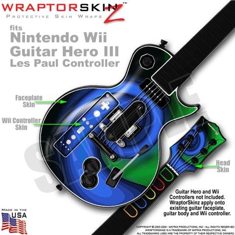 Alecias Swirl 01 Blue Skin by WraptorSkinz TM fits Nintendo Wii Guitar Hero III (3) Les Paul Controller (GUITAR NOT INCLUDED)