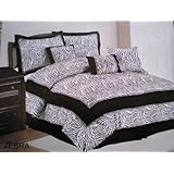 Queen Size Micro Fiber Black /White Zebra Comforter Set