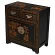 EXP Handmade Furniture - 28" Antique Style Black Leather End Table / Accent Table - Traditional