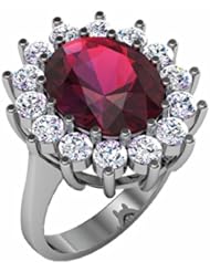 14K White Gold Chatham Created Ruby and Diamond Ring -- LIFETIME WARRANTY