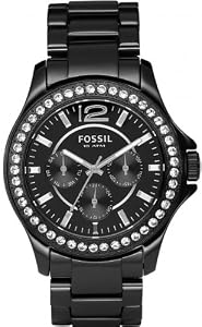 Fossil Black Ceramic Crystals Analog Multifunction Ladies Watch CE1011