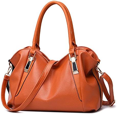 Wocao Womens PU Leather Vintage Beauty Tote Boutique Bags Top Handle Handbag(Orange)