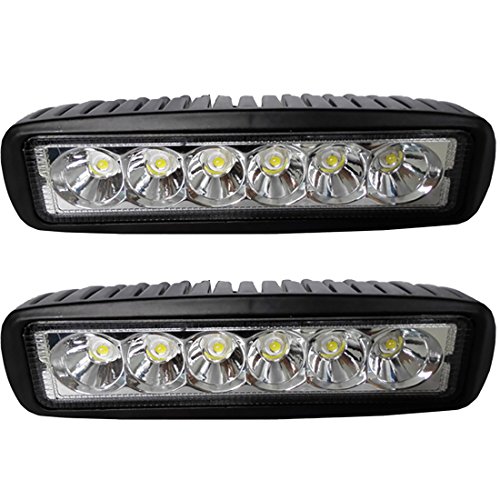 LotFancy Waterproof Driving Lights - 2PCs 18W Spot LED Work Light Bar with Mounting Bracket for Off Road Truck Jeep UTV ATV Cars Marine Boat