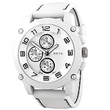 Breda Mens 8135-white "Colton" White Bezel Black Accented Silicone Band Watch