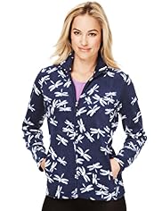 Funnel Neck Dragonfly Print Fleece Jacket