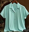 Women's Polynosic/Polyester Camp Shirt with Waffle-Weave Pattern (up to size 4X)
