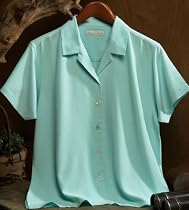Women's Polynosic/Polyester Camp Shirt with Waffle-Weave Pattern (up to size 4X)