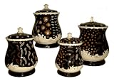 4PC CANISTER SET BLACK/BROWN EXSPOTICA DECOR