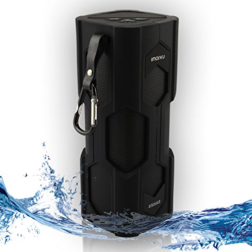 Waterproof Bluetooth Speakers Wireless Portable Dustproof Shockproof Bass Subwoofer for 10 Hours Playing Time Compatible with iPhone,iPad,Samsung,Andriod Smartphone,Tablet,Nexus,MP3 and More Devices(Black)