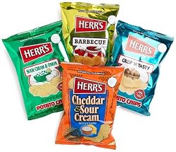 Herr's 4-Flavor Variety Pack Potato Chips, 1-Ounce Bags (Pack of 42)