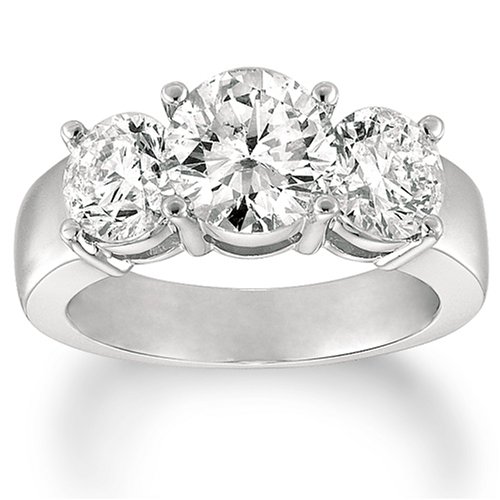 14k White Gold Diamond 3-Stone Ring (4 cttw, H-I, SI2-I1 Clarity)