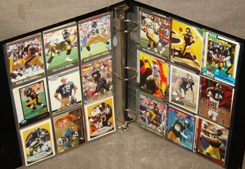Over 90 Pittsburgh Steelers Football Collector Cards (sheets only) -- Deon Figures, Hines Ward, Troy Edwards, Mark Bruener, Tim Worley, Derek Hill, Terry Bradshaw, Louis Lipps, Kordell Stewart, Lynn Swann, Plaxico Burress, Ernie Mills & Many More (NFL Cards)