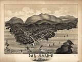 GIANT Wall Sticker of: Panoramic map of historic Bar Harbor, Mt. Desert Island, Maine. Geo. H. Walker & Co. Lith. Signed: J.C.