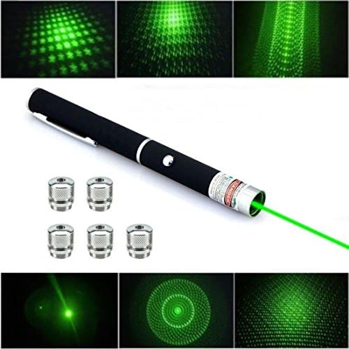 Top Level 6in1 532nm Popular Green Laser Pointer Beam Light Multi Patterns High Power with 5 Caps