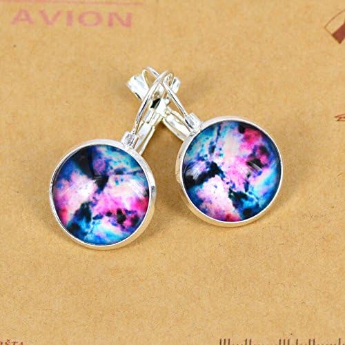 Retro Round Cut Gemstone Stud Punk Galaxy Star Earrings