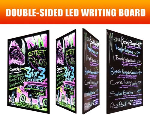 LED Fluorescent Menu Sign Lighted Writable Menu LED Message Board - Display Message on Both Sides