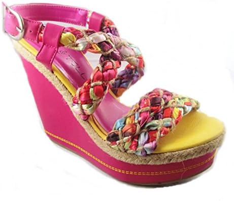 Women's Casual Open Toe Platform Wedges Flower Print Summer Sandals (9)