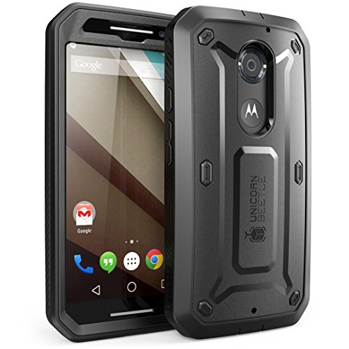 Moto X Case, SUPCASE [Heavy Duty] Belt Clip Holster Case for All New Motorola Moto X (2nd Gen.) Phone 2014 Release [Unicorn Beetle PRO Series] Full-body Rugged Hybrid Protective Cover with Built-in Screen Protector (Black/Black), Dual Layer Design +