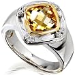Diamond & Citrine Ring in Silver & Gold Plating