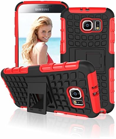 Samsung Galaxy S6 Case - Durable Luxury Designer Dual Protection Cell Phone Case with Kickstand - Perfect Fit - Protect Your Investment! - Cardinal