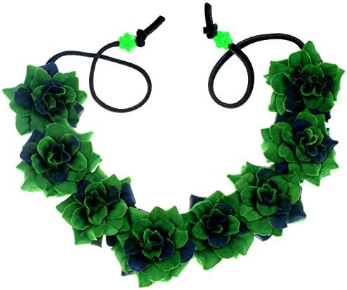 Isooak Rose Flowers Headband &amp; Bracelet Crown for Holiday Party Festival (green)