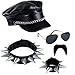 Tigerdoe Biker Costume Men â€“ Biker Hat â€“ Rockstar Costume â€“ Biker Costume Accessories â€“ Rocker Costume â€“ 5 Pc Set