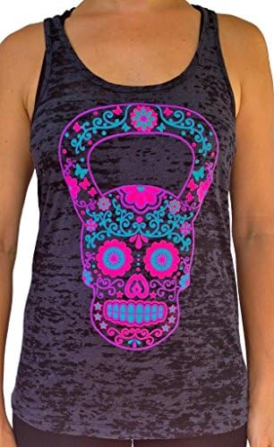 SoRock Women's Kettlebell Skull Burnout Tank Top