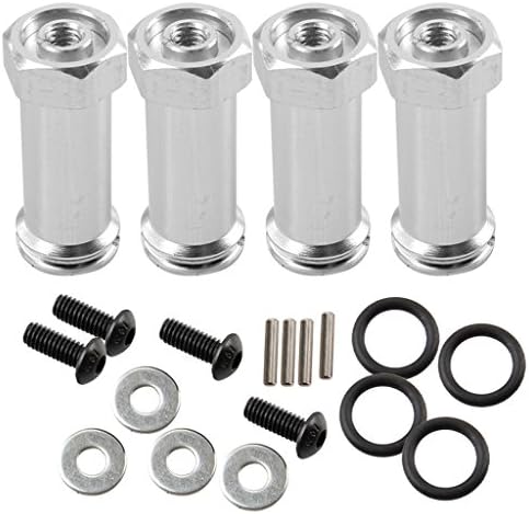 Yiguo Aluminum 12mm Hex Drive Adapter 30mm Extension for 1/10 Traxxas Slash 4x4 Silver Set of 4